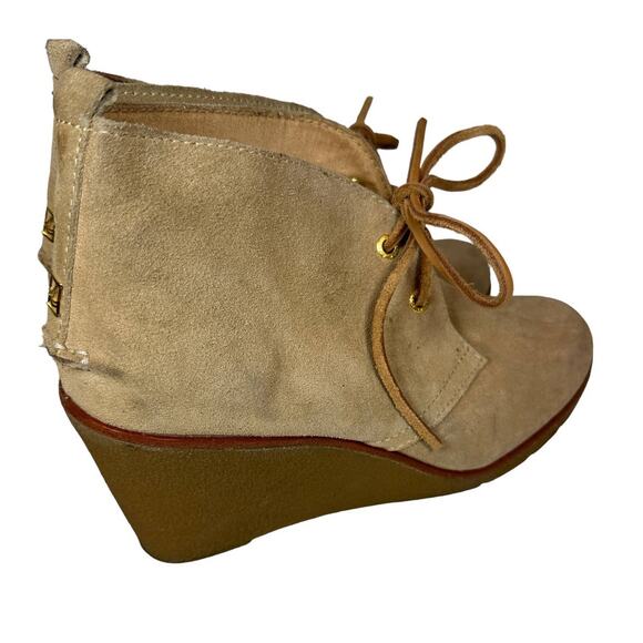 Sperry Top Sider Women's Sz: 9.5 Tan Harlow Lace Up Suede Leather Wedge Bootie - Picture 5 of 14